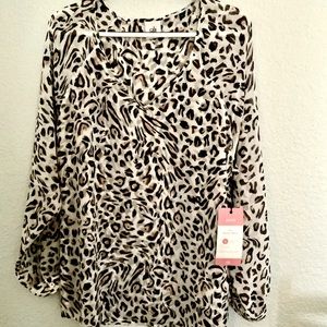 Cabi leopard print glamour blouse